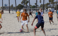 Volitude Sports hosts the largest Adult Coed Sand Soccer League in the country. Games are played Sunday mornings at Granada Avenue and Ocean Boulevard in Belmont Shore. 