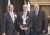 GREG GILL, center, president of Lee & Associates, was named Entrepreneur of the Year, an award sponsored by City National Bank and presented by Michael Walker, left. Long Beach Chamber of Commerce President and CEO Randy Gordon, right, was the master of ceremonies. 